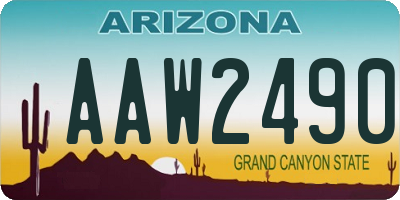 AZ license plate AAW2490