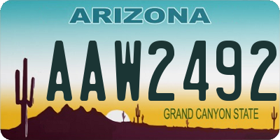 AZ license plate AAW2492