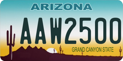 AZ license plate AAW2500