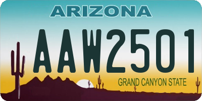 AZ license plate AAW2501