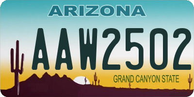 AZ license plate AAW2502