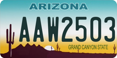 AZ license plate AAW2503