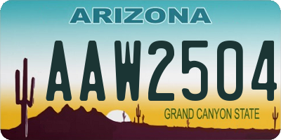 AZ license plate AAW2504