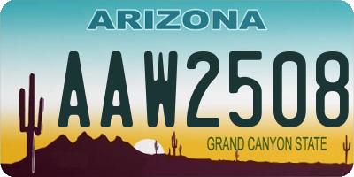 AZ license plate AAW2508