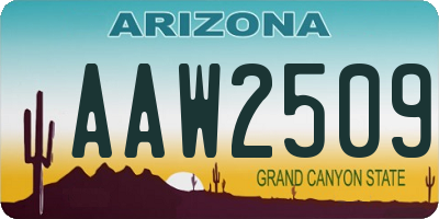 AZ license plate AAW2509