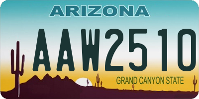 AZ license plate AAW2510