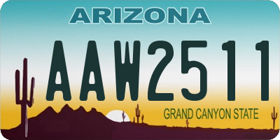 AZ license plate AAW2511