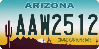 AZ license plate AAW2512