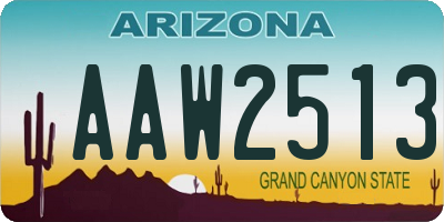 AZ license plate AAW2513