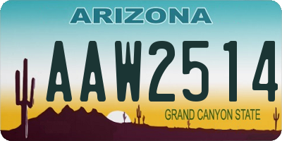 AZ license plate AAW2514