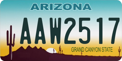 AZ license plate AAW2517