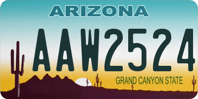 AZ license plate AAW2524