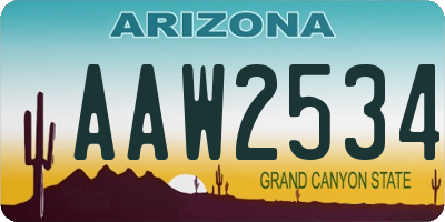 AZ license plate AAW2534