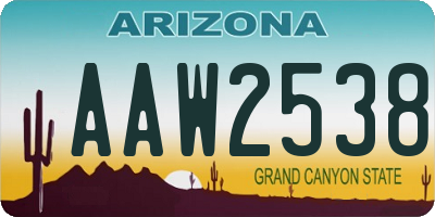 AZ license plate AAW2538