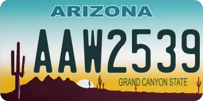 AZ license plate AAW2539