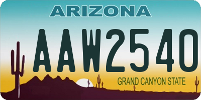 AZ license plate AAW2540