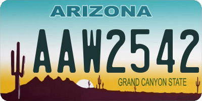 AZ license plate AAW2542