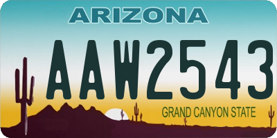 AZ license plate AAW2543