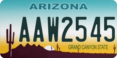 AZ license plate AAW2545