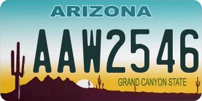 AZ license plate AAW2546