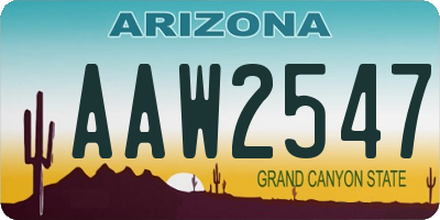 AZ license plate AAW2547