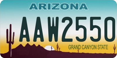 AZ license plate AAW2550