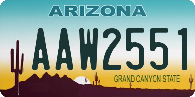 AZ license plate AAW2551