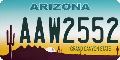 AZ license plate AAW2552