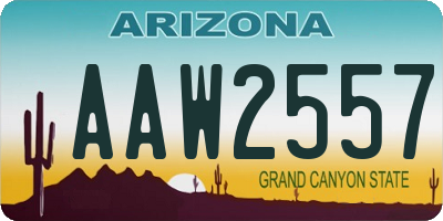 AZ license plate AAW2557