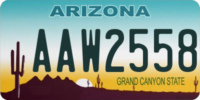 AZ license plate AAW2558