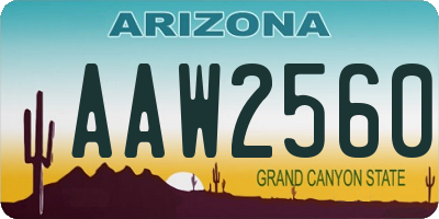 AZ license plate AAW2560