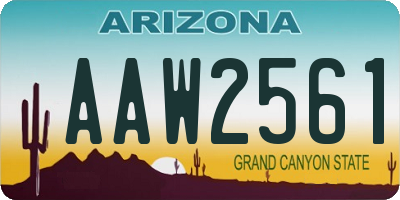 AZ license plate AAW2561