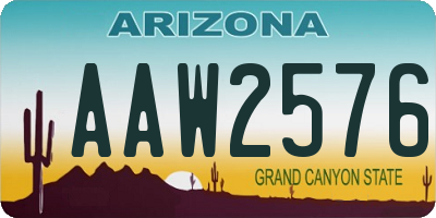 AZ license plate AAW2576