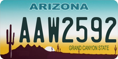 AZ license plate AAW2592