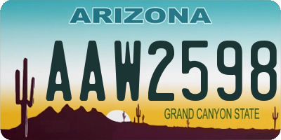 AZ license plate AAW2598