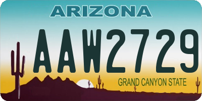 AZ license plate AAW2729
