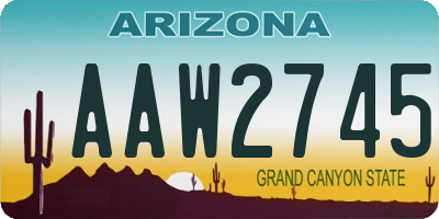 AZ license plate AAW2745