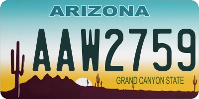 AZ license plate AAW2759