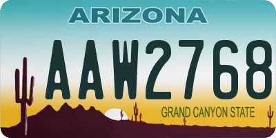 AZ license plate AAW2768