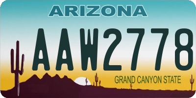 AZ license plate AAW2778