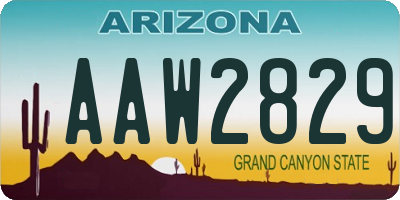 AZ license plate AAW2829