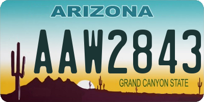 AZ license plate AAW2843