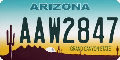 AZ license plate AAW2847