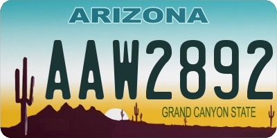 AZ license plate AAW2892