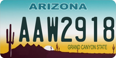 AZ license plate AAW2918