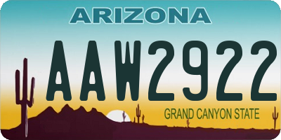 AZ license plate AAW2922