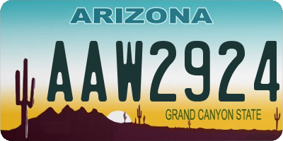 AZ license plate AAW2924