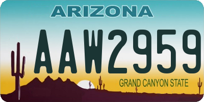 AZ license plate AAW2959