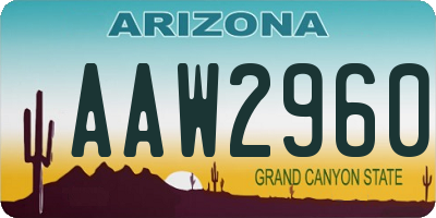 AZ license plate AAW2960