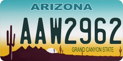 AZ license plate AAW2962
